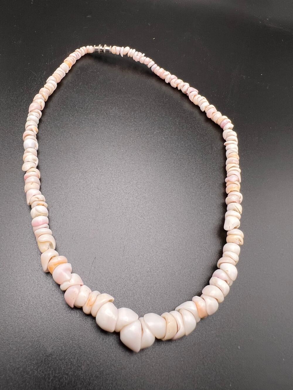 Vintage natural shell bead gradient choker necklace beach surfer boho Summer